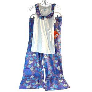 Tracy Negoshian Womens Lounge Wear Set Tank Pants White/Purple Size S/M NWT